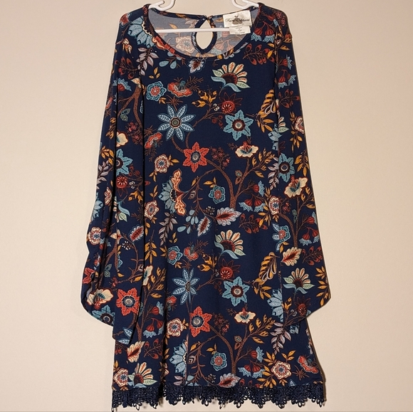 Rare Editions Floral Dress Split Sleeves Lace Girl's Size 8 - Picture 1 of 6